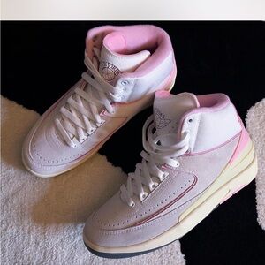 Women's Pink and White Jordan Sneakers